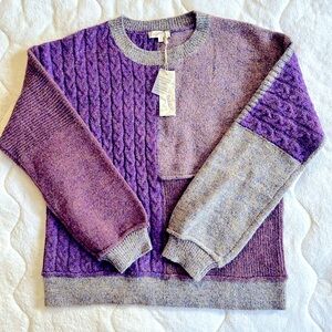 NWT Mystree Purple and Gray Mixed Knit Oversized Sweater - size S
